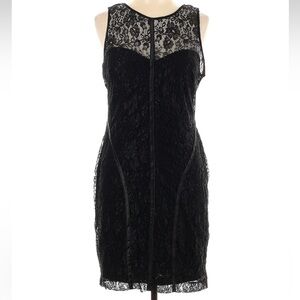 Bebe Black Lace Overlay Satin Bandage Corset Romantic Party Dress Size Large L